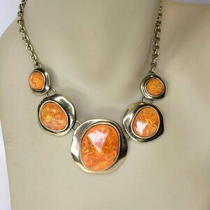 Orange Cabochon Style Choker Necklace